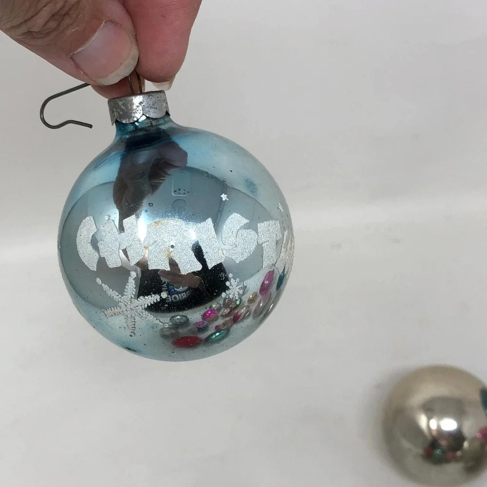 Vintage Mercury Glass Christmas Ornaments Lot of 17 Reflector UFO Teardrop